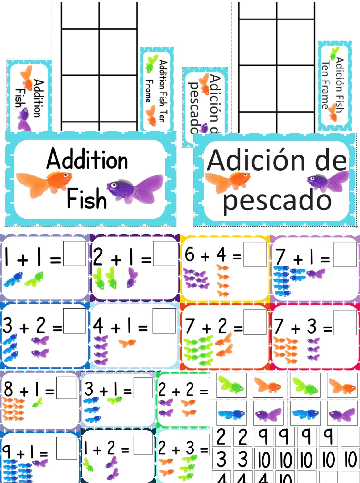 ➕➕🐟Addition Fish➕🐟 in English and Spanish