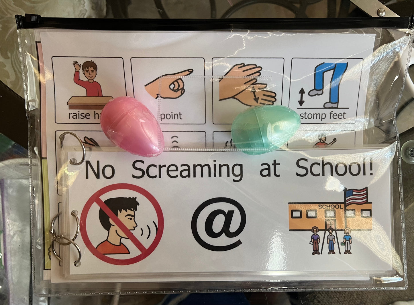No Screaming at School story with replacement behavior supports