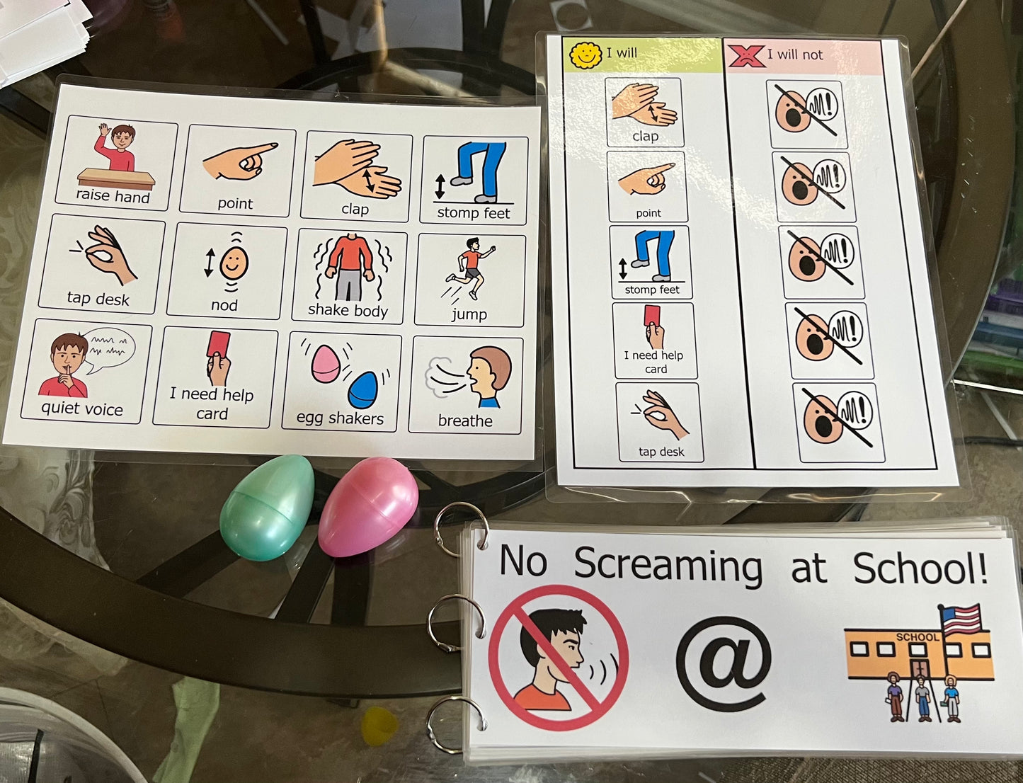 No Screaming at School story with replacement behavior supports