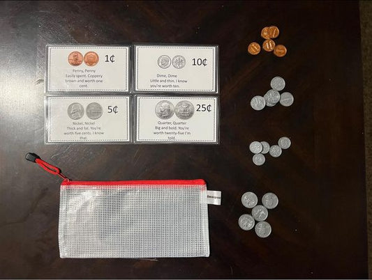 4 US coin sorting task cards