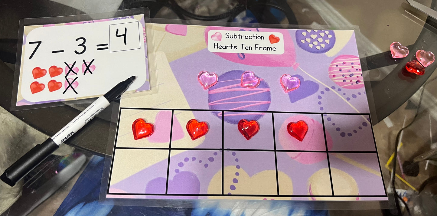 Subtraction Hearts 10 and Under